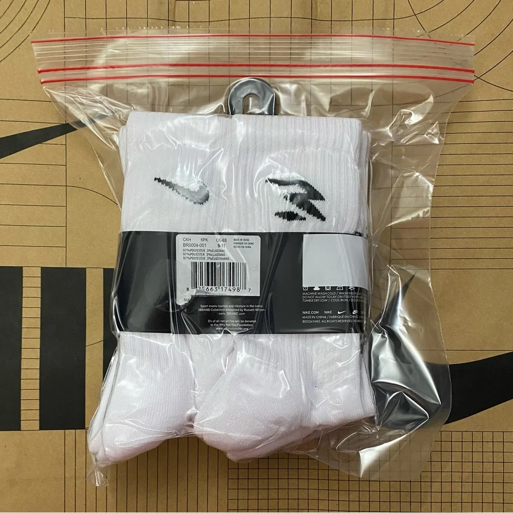 Nike DRI-FIT 3BRAND Performance Training Cushioned crew Socks 6 Pair Pack